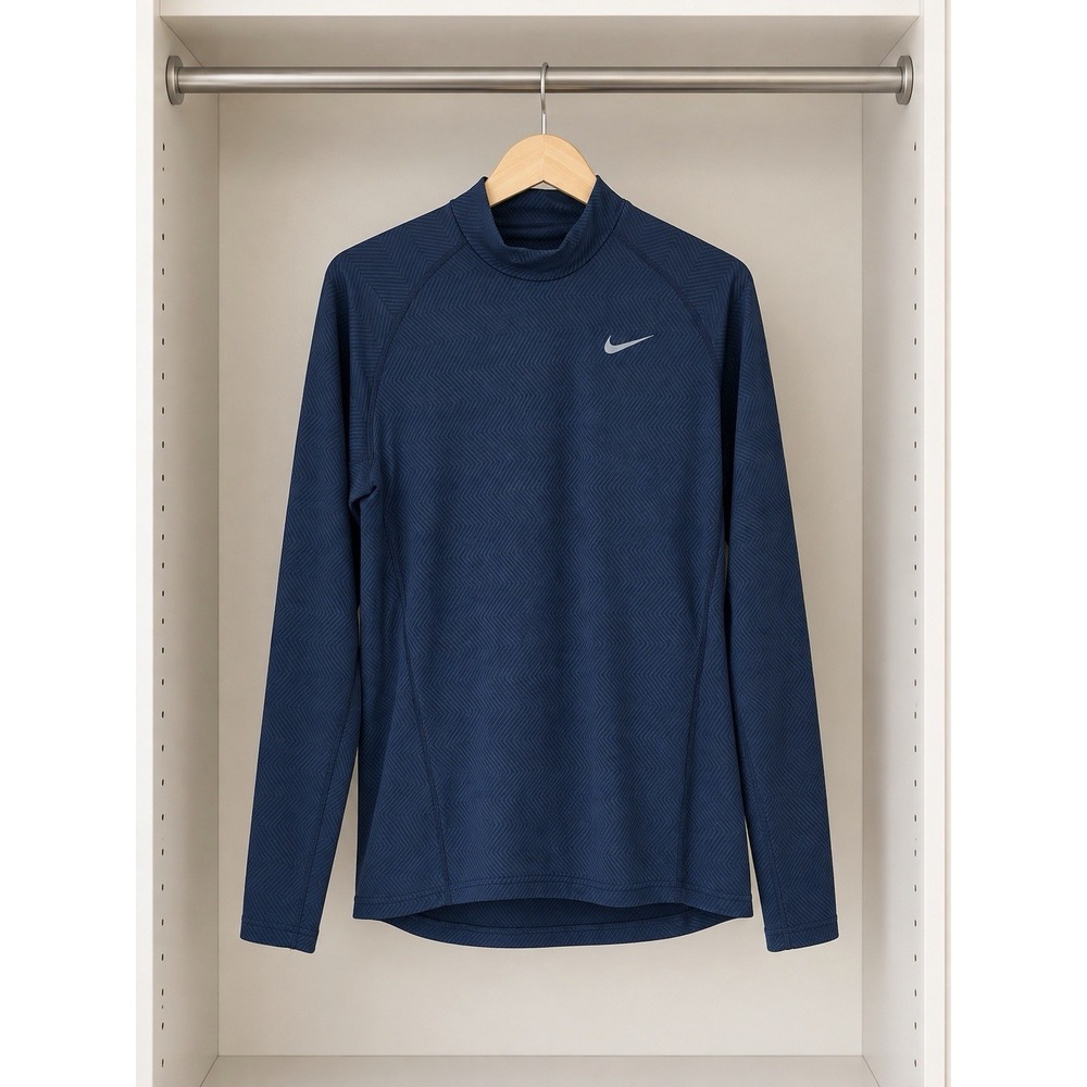 Nike Crewneck Sweatshirt Pullover Men's L Blue Embroidered Swoosh Cotton 0-1
